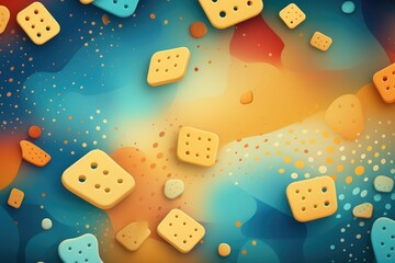 Cubes of shortbread on abstract background. Abstract background for National Shortbread Day.