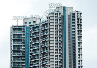 Fototapeta premium Modern City high-rise skyscraper buildings. Aerial view of the Financial District in Mumbai. Daytime Mumbai City, India.