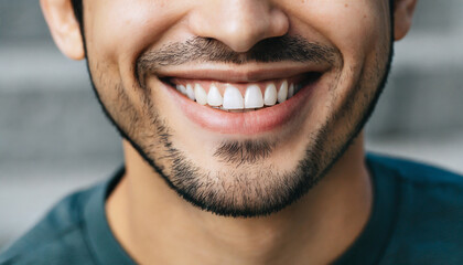 Fototapeta premium Young man with perfect healthy white teeth smile