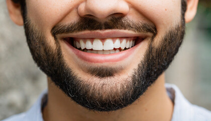 Fototapeta premium Young man with perfect healthy white teeth smile