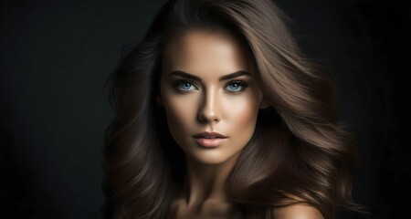 Naklejka premium Hair salon portrait. Beautiful woman.