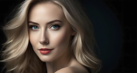 Fototapeta premium Hair salon portrait. Beautiful woman.