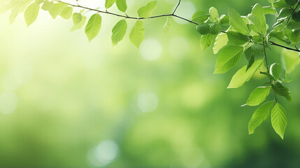 Fototapeta na wymiar Fresh leaves on summer natural green background