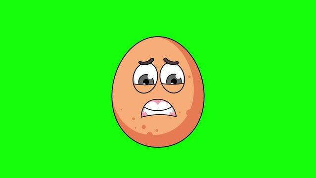 egg cartoon with face screaming in fear, emoji emoticon animation