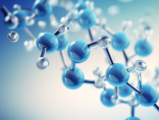 Hydrated chemicals, molecular structure under microscope. Hyaluronic acid molecules. Microscope h2o water molecules.