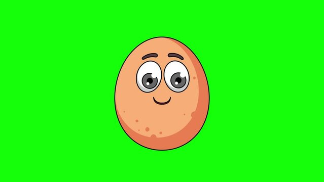 egg cartoon with smiling face with heart eyes, emoji emoticon animation