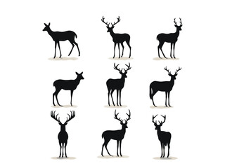 Obraz premium set of reindeer silhouettes