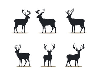 Obraz premium set of reindeer silhouettes