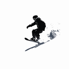 Silhouette of a young male performing snowboarding tricks