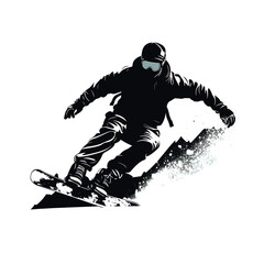 Silhouette of a young male performing snowboarding tricks