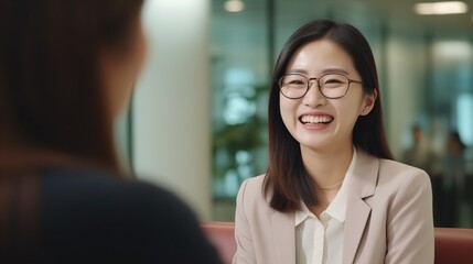 businesswoman talking with customer