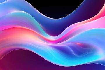 Luminous abstract design with flowing curves and hues. Ethereal abstract shapes in vibrant colors against dark canvas.