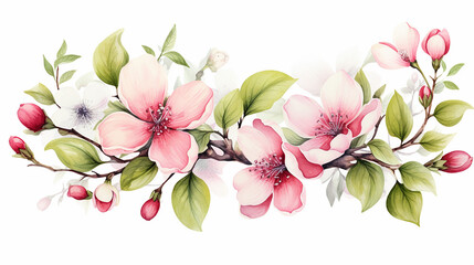 Fototapeta premium Floral art Watercolor on white isolated background