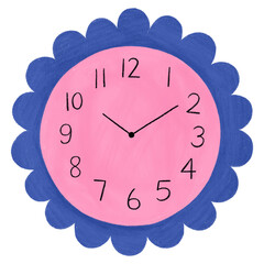 Flower shaped wall clock hand drawn clipart