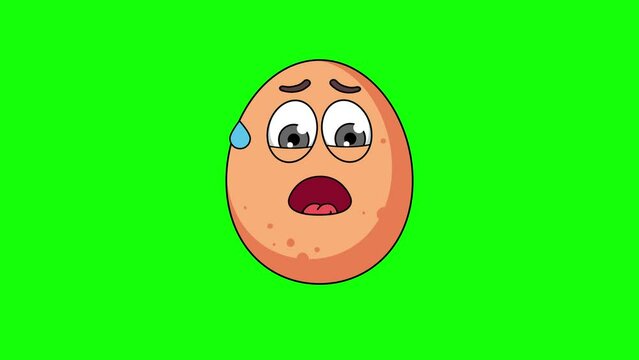 egg emoticon with an expression of sweltering, hot, sweating
