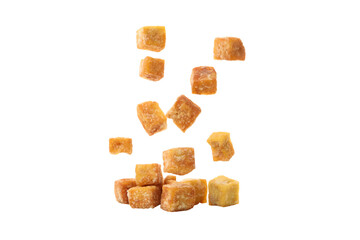 PNG,Fried tofu on skewers, isolated on white background