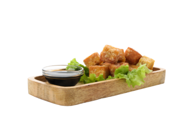 PNG,Fried tofu, isolated on white background