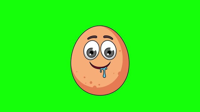 egg cartoon with a drooling face, emoticon animation