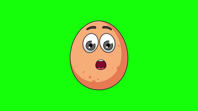 Amazed face emoticon of egg character animation