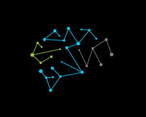 Constellation forming a brain vector logo