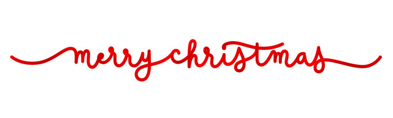 MERRY CHRISTMAS vector red monoline calligraphy banner