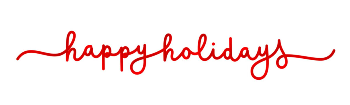 HAPPY HOLIDAYS red vector monoline calligraphy banner
