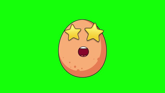 egg character of Grinning face with star eyes, expression of amazing, impressive