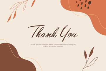 Abstract hand drawn organic shape with editable text wedding thank you card template. Vector illustration