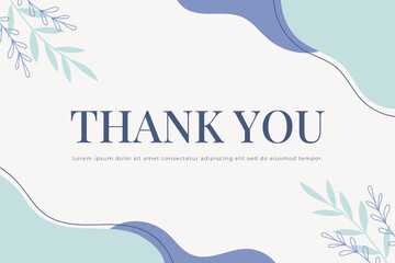 Abstract hand drawn organic shape with editable text wedding thank you card template. Vector illustration