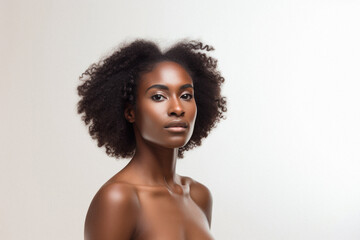 Beauty portrait of young african black woman with afro hairstyle.