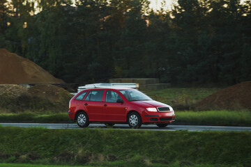 A New and Modern Station Wagon Car on the Highway. A Spacious and Elegant Vehicle for Family and Sport. How to Combine Practicality and Style in a Car. A Combi Car with a Powerful Engine.