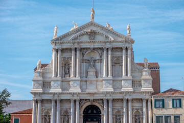Venice, Italy, Grand Canal and ancient Santa Maria di Nazareth Church, details, closeup