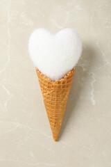 Ice cream cone with a white heart