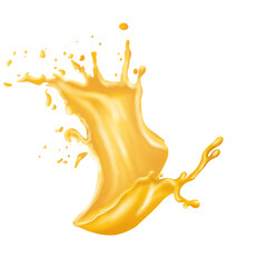 Orange juice crown splash with ripples. On transparent background.