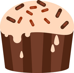 Cupcake with cream, heart, strawberries, cherries, cookies, sprinkles, cherries, chocolate and spices. transparent, png