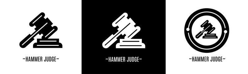 Hammer judge logo set. Collection of logos for business and stock.