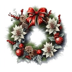 Fototapeta na wymiar Christmas wreath, isolated on white. Christmas, New Year background, Banner, Decorations,