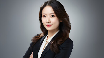 Asian business woman, beautiful, elegant and professional in office room background.
