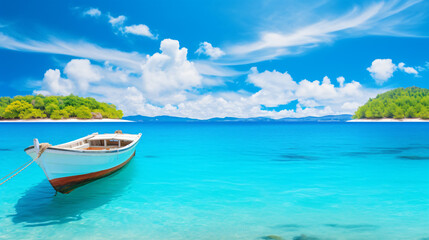 Boat in turquoise ocean