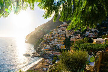 Postiano Italy, 29 october 2023 - The town of Positano on the Amalfi coast seen from uphill