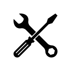 Wrench with screwdriver icon, Maintenance service tool symbol, Setting and repair sign, Isolated on white background, Vector illustration