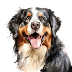 Bernese Mountain Dog Watercolor Portrait
