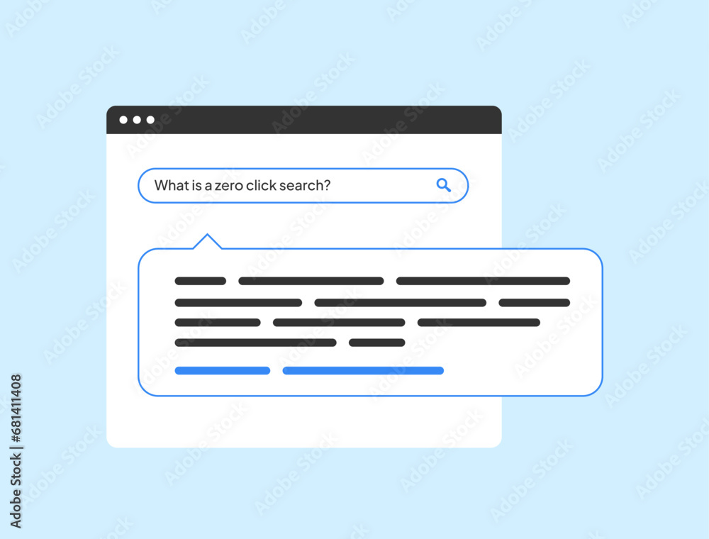 Poster zero click searches vector illustration. get instant answers with search queries that display inform