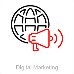 Digital Marketing and technology icon concept