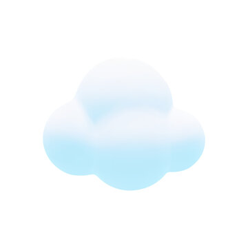 Cute cartoon 3d cloud isolated on white background. Vector 3d soft rounded fluffy blue cloud illustration. 3d redner sky bubble shape icon. Weather cloudy child symbol for web, game, design