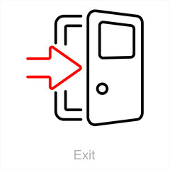Exit and exit door icon concept