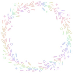 Obraz na płótnie Canvas Circle floral flower cute minimal hologram y2k fairy border frame spring summer wedding day baby shower birthday decoration 
