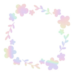 Circle floral flower cute minimal hologram y2k fairy border frame spring summer wedding day baby shower birthday decoration
