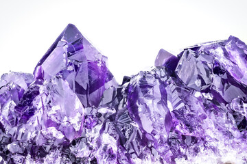 amethyst druse with white background. macro detail texture background. close-up raw rough...