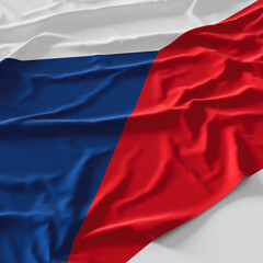 Flag of Flag of the Czech Republic. Fabric textured Flag of the Czech Republic isolated on white background. 3D illustration